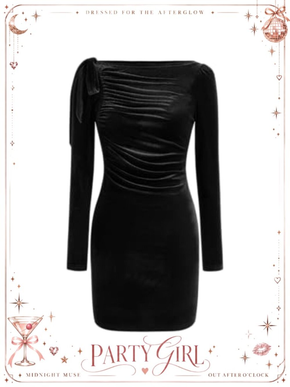 Velvet Bodycon Mini Dress Long Sleeve Ruched Party Cocktail